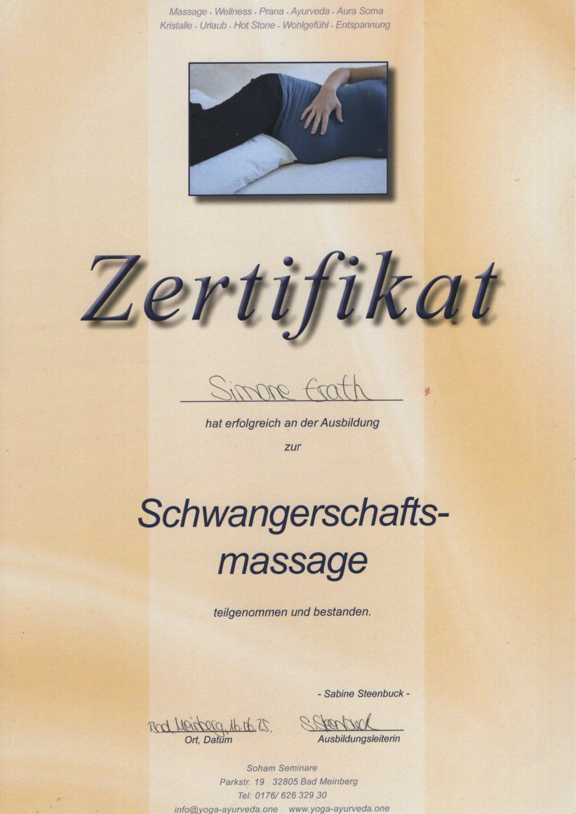 Zertifikat Schwangerschaftsmassage